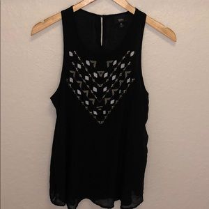 Black Sequin Print Blouse